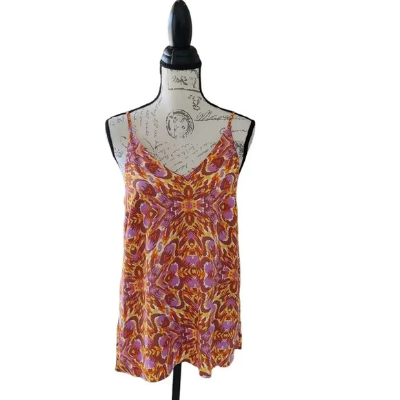 Joie Abstract Ikat Print Sleeveless Blouse Multicolor Sz S V-Neck Cami Top - Picture 12 of 12